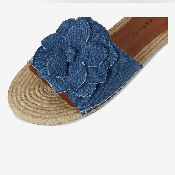 NEW Lucky Brand Baricha Denim Floral Slide Sandals Sz 10 - Picture 4 of 7
